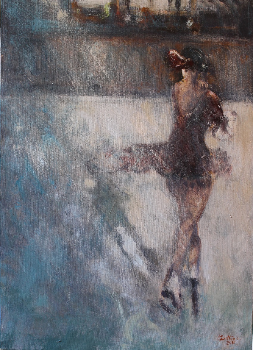 Katarina Witt ,acrilico e smalto su tela, cm 70x50cm,2010, Collezione Fam. Caprini - Torbe (Verona)