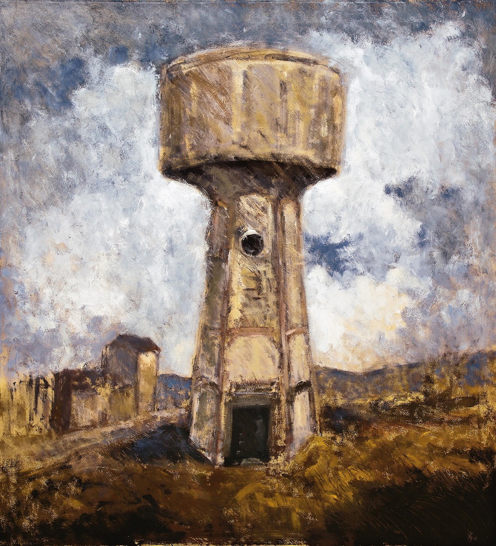 Torre,d'acqua n2, smalto e acriico su tela,cm 130x120cm- 2006- G.A.M Verona